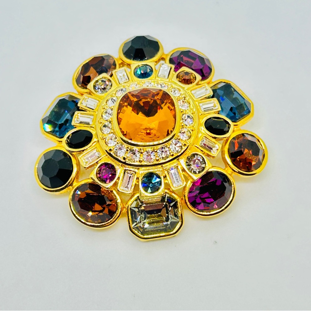 Vintage Joan Rivers 80’s Brilliant Faceted Multi Colored Faux Gemstone B…
